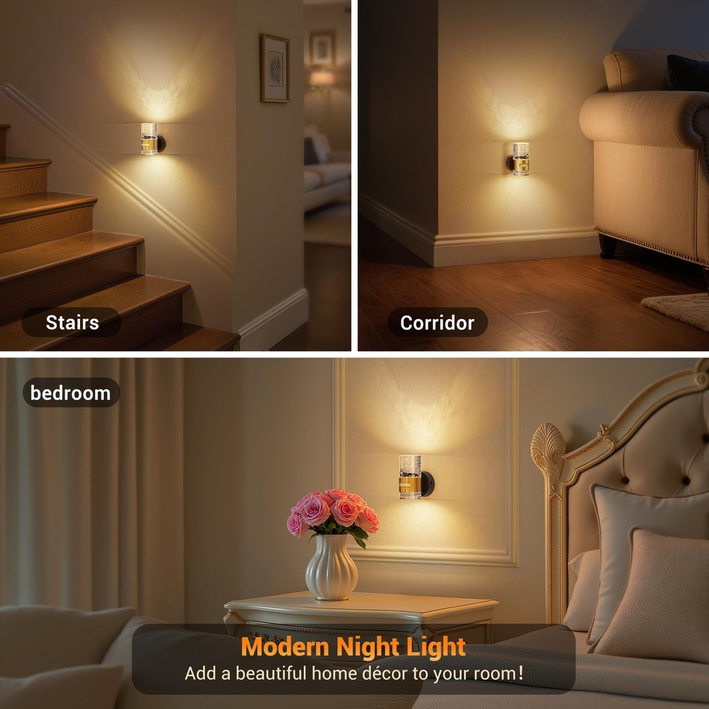 JandCase Motion Sensor Night Light Wireless Rechargeable Wall Mount Dimmable 300