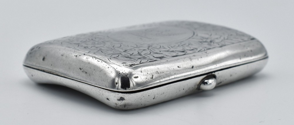 Edward VII Sterling Silver Curved Cigarette Case 1906 Patterned Ivy Phoenix