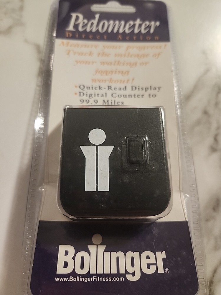 Bollinger Pedometer Direct Action Quick Read Display One Button Reset Hip Clip