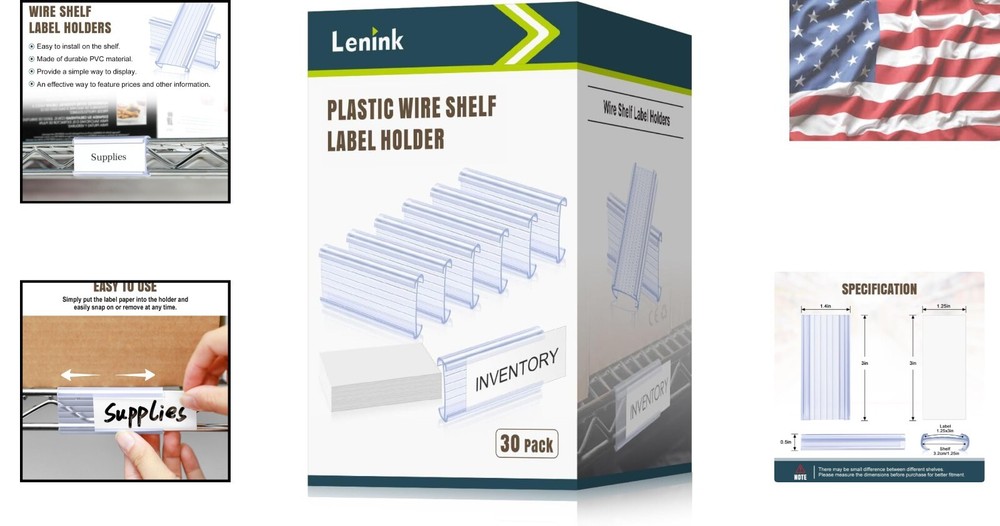 Efficient Labeling Solution – 30 Pcs Plastic Wire Shelf Label Holders 3" x 1.25"
