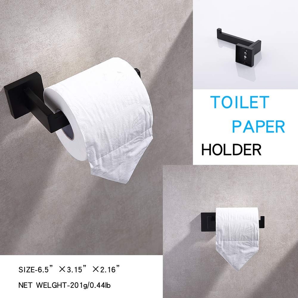 3-Piece Bathroom Hardware Set Matte Black Wall Mounted Bathroom Accessory Set...