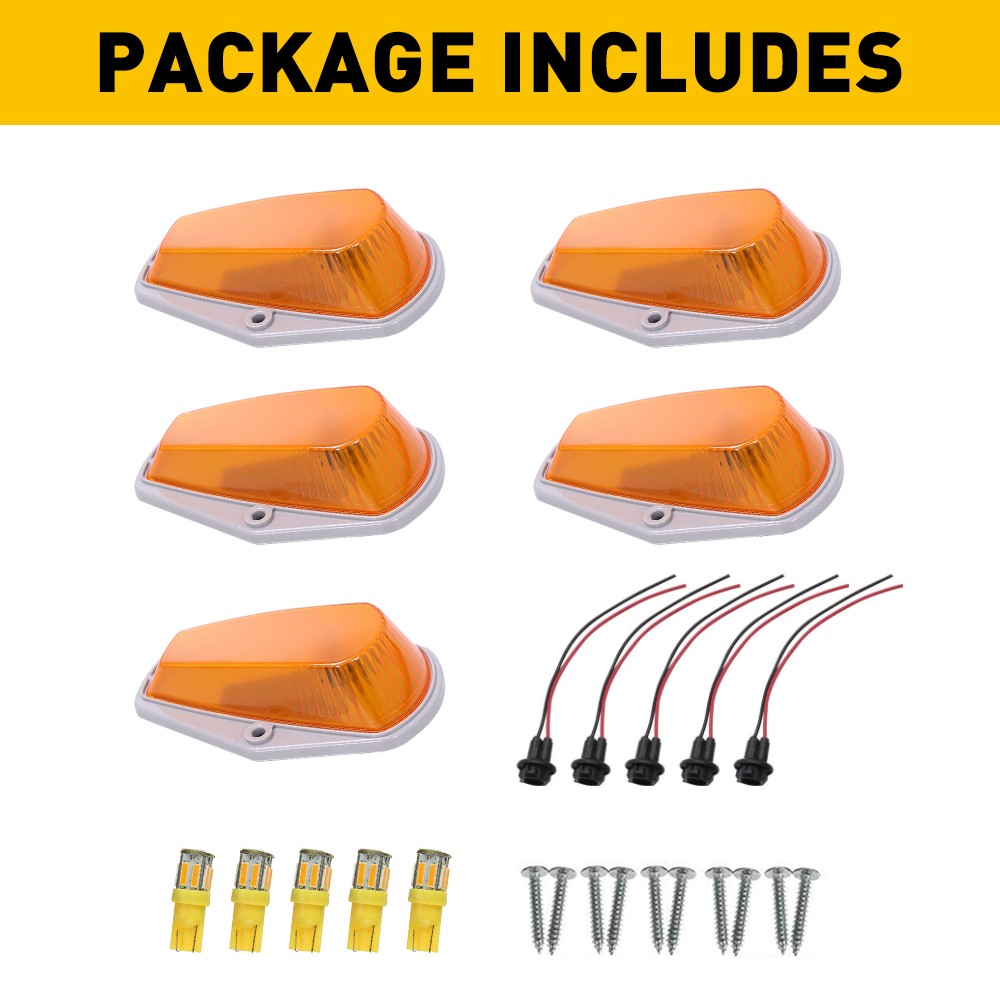 5Pcs For FORD F150 F350 Roof F250 1973-1997 Top Cab Lights Amber Marker Lights K