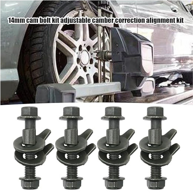 4Pcs 14mm Camber Correction Kit Front Wheel Alignment Adjustable Cam Bolts Set
