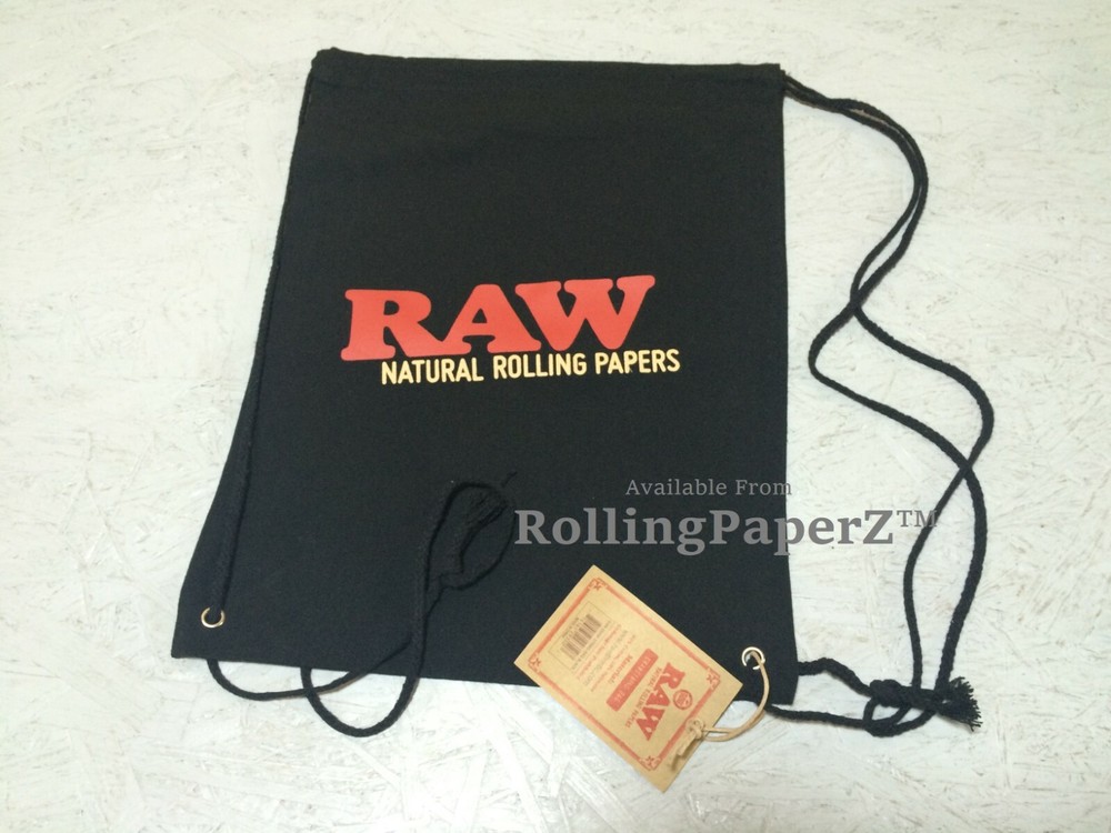 RAW Rolling Papers DRAWSTRING BAG BLACK LARGE SIZE 19" x 13"