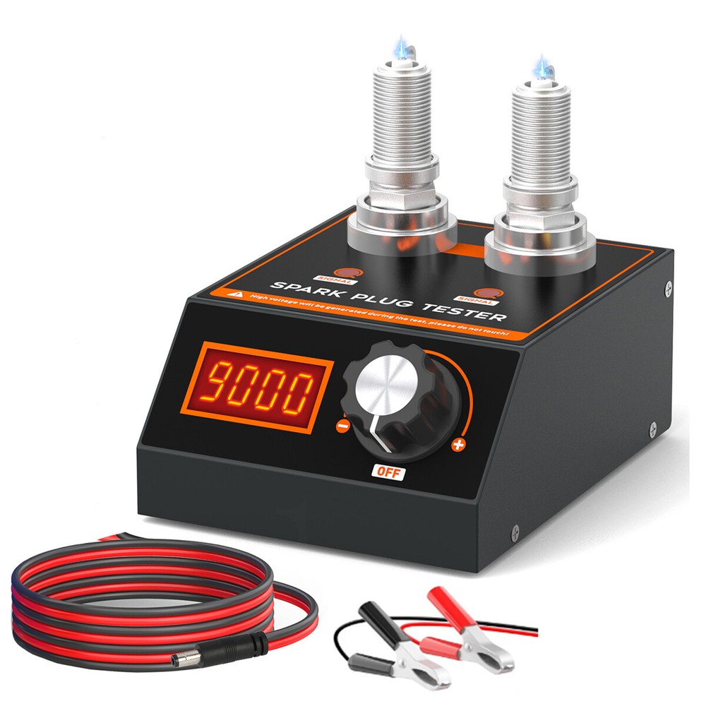 Spark Plug Tester Tool Dual Hole 12V Gasoline Car Engine Ignition Plug Analyzer