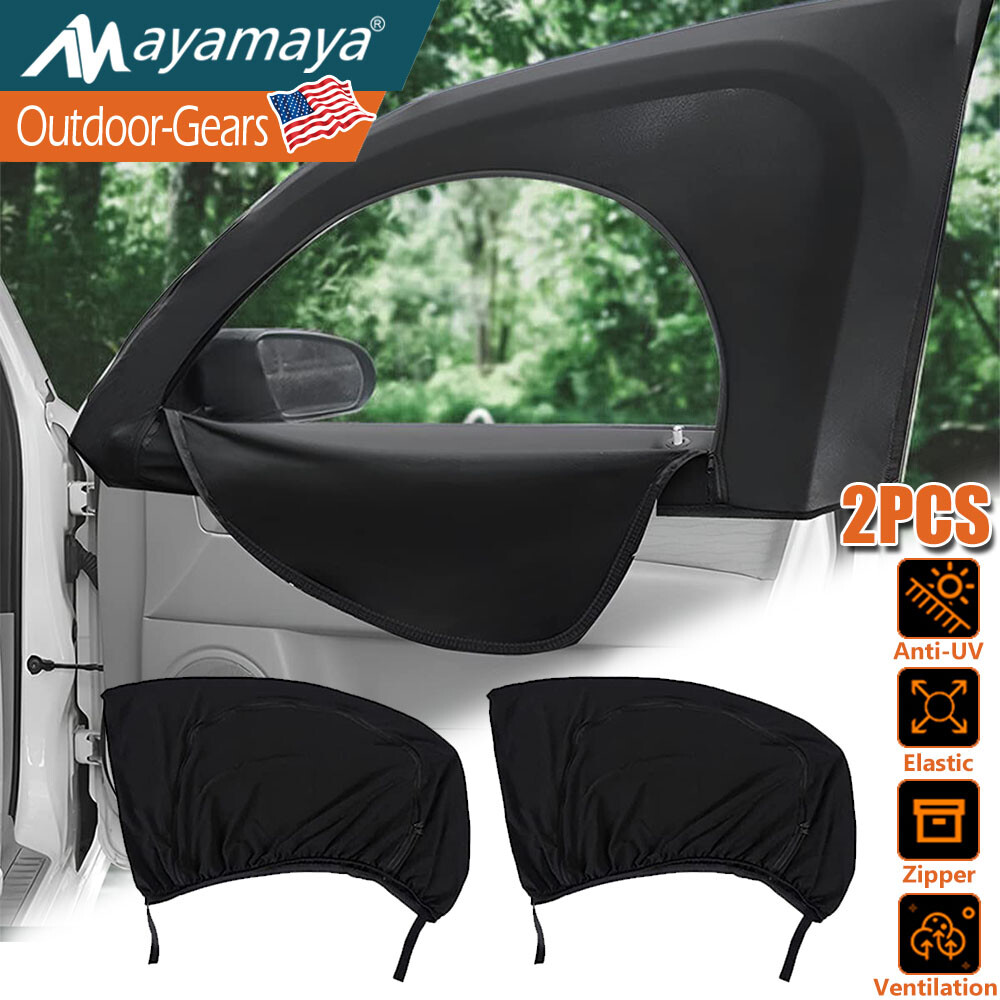2PCS Car Side Front Rear Window Screen Cover Sun Shade Mesh Shield UV Protector