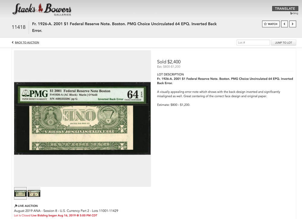 2001 PCGS 65 PPQ Inverted Back Type 2 ✅ Rare Dramatic Error ✅ One Dollar ✅ $1