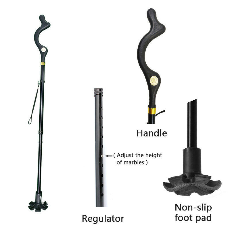 Adjustable Height, Foldable Straight Posture Walking Cane - US Trekking Pole