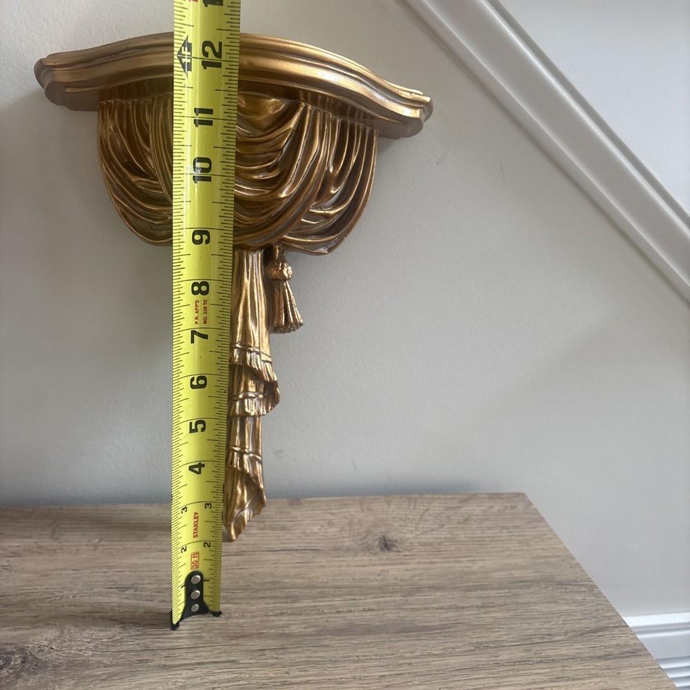 Gold Painted Cast Wall Shelf Drape Tassel Neoclassical