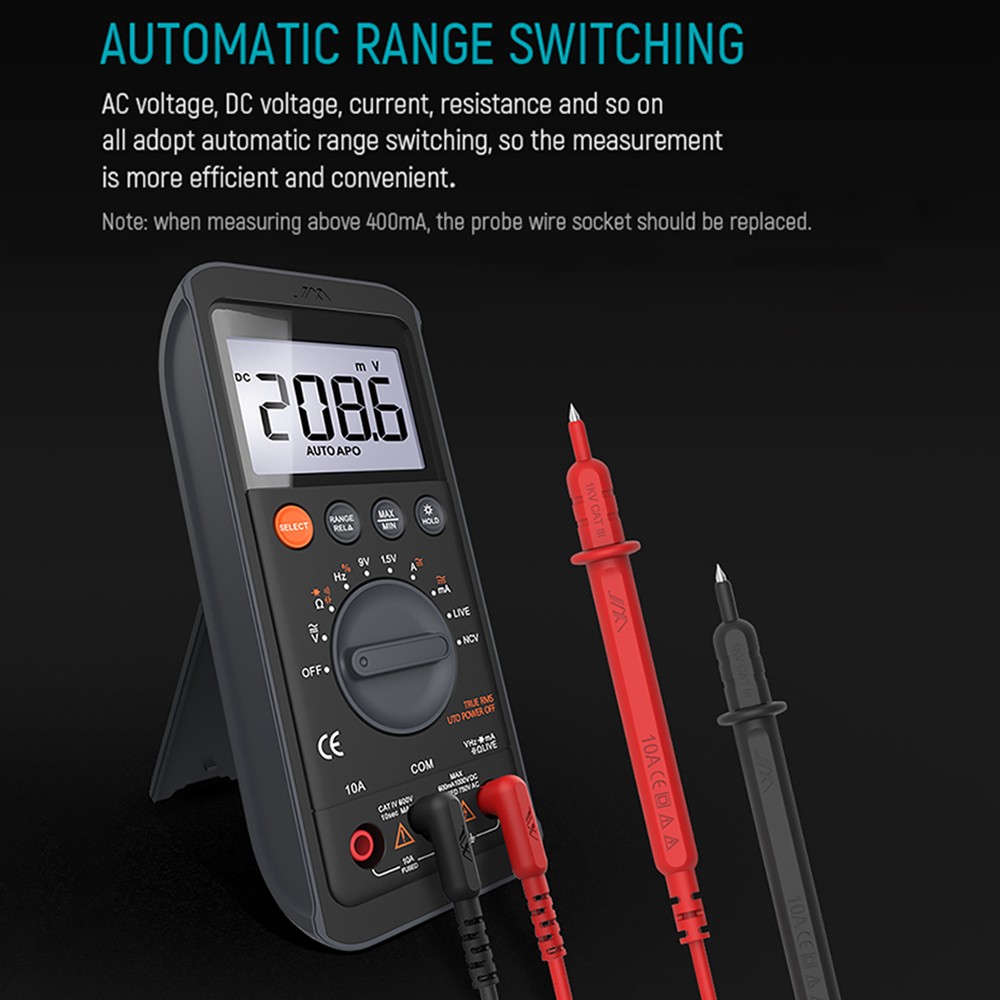 Digital Multimeter Tester with DC/AC Voltmeter; Measures Voltage 6000 Counts