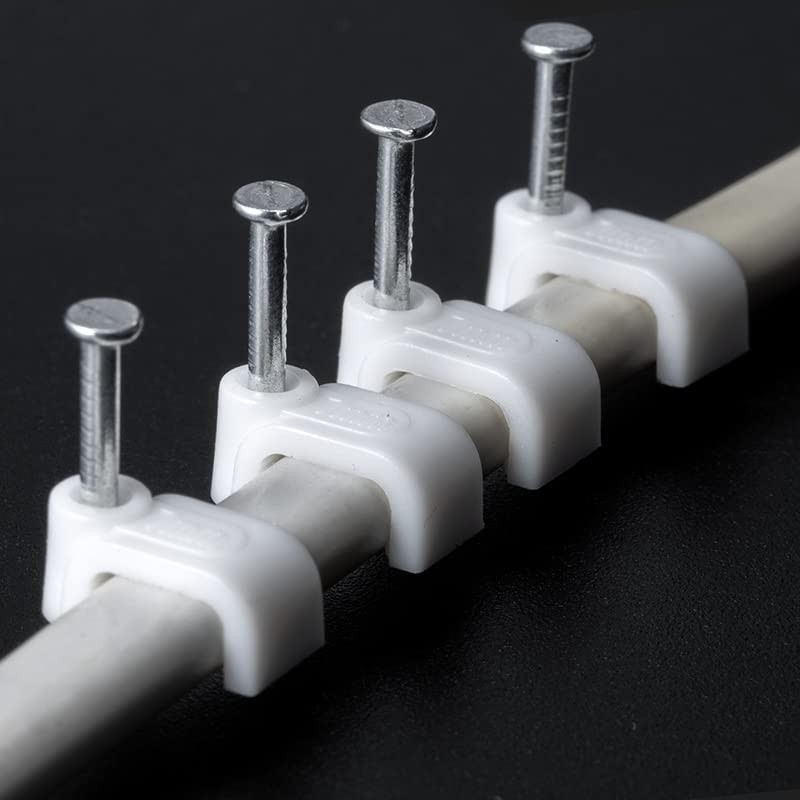 100 Pcs Ethernet Cable Clips for Wall Mounting, Nail-in Cable Tacks