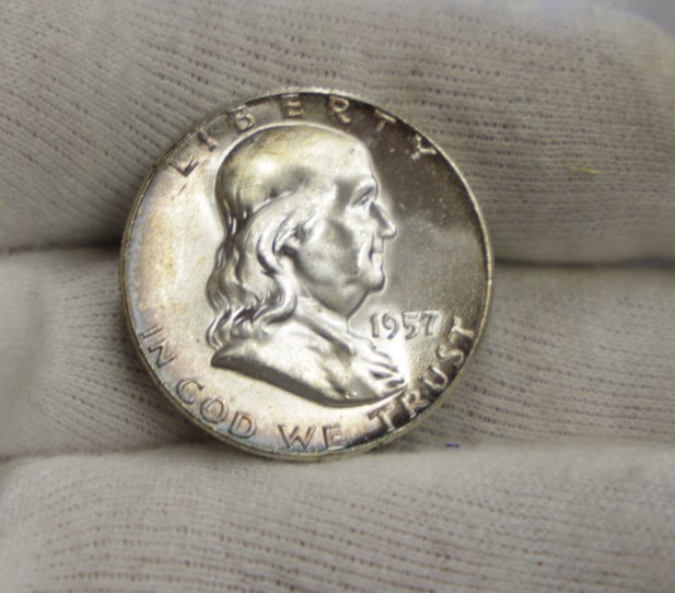 1957  US Franklin Halves 50c Nice Unc