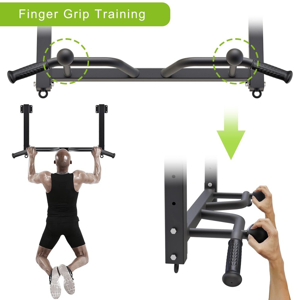 Heavy Duty Joist Mounted Pull Up Bar with Multi-Angle Grip & Accessories