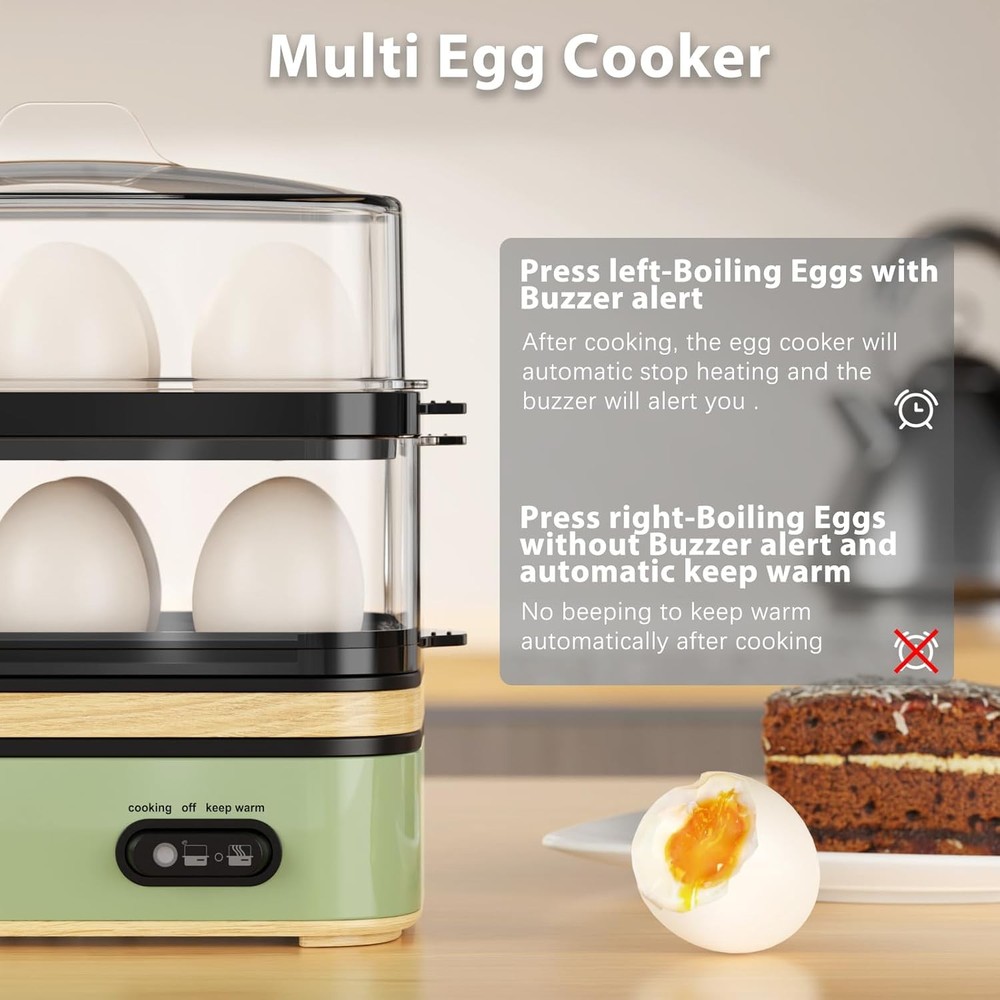 Rapid Egg Cooker Electric 12 Eggs Capacity, Soft, Medium, Hard Boiled, Poached,