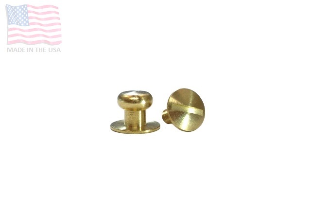 Extra Small 1/4" 6.5mm Screw Back Button Stud & Screw, Brass, Cuff, Band, 5 Sets