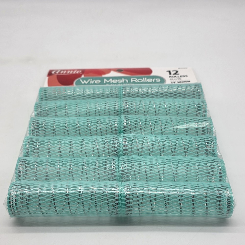 Annie Wire Mesh Rollers 7/8” Medium Green 12pk #1023 Sealed