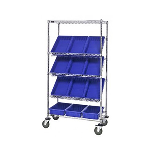 Quantum MWRS-5-92080 NSF 5 Shelf Chrome Mobile Bin Systems Wire Shelving Unit...