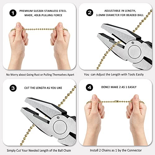 Ceiling Fan Pull Chain Chain Extender Extension for Ceiling Light Fan Gold