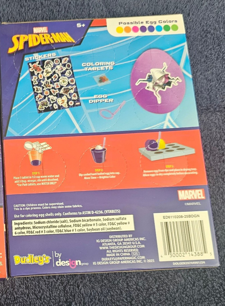 Marvel Spiderman Easter Egg Decorating Kit Ages 5+ Brand New!! (D)