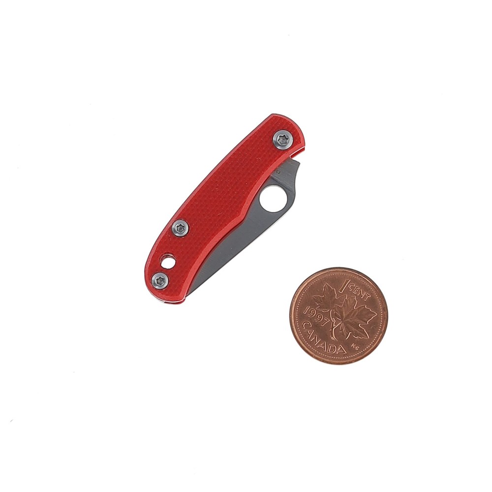 Spyderco Bug Folding Knife Red G10 Handle 12C27 Plain Edge C133GRDP