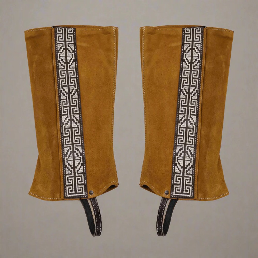 Greca Light Brown Mexican Charras Polainas Half Chaps