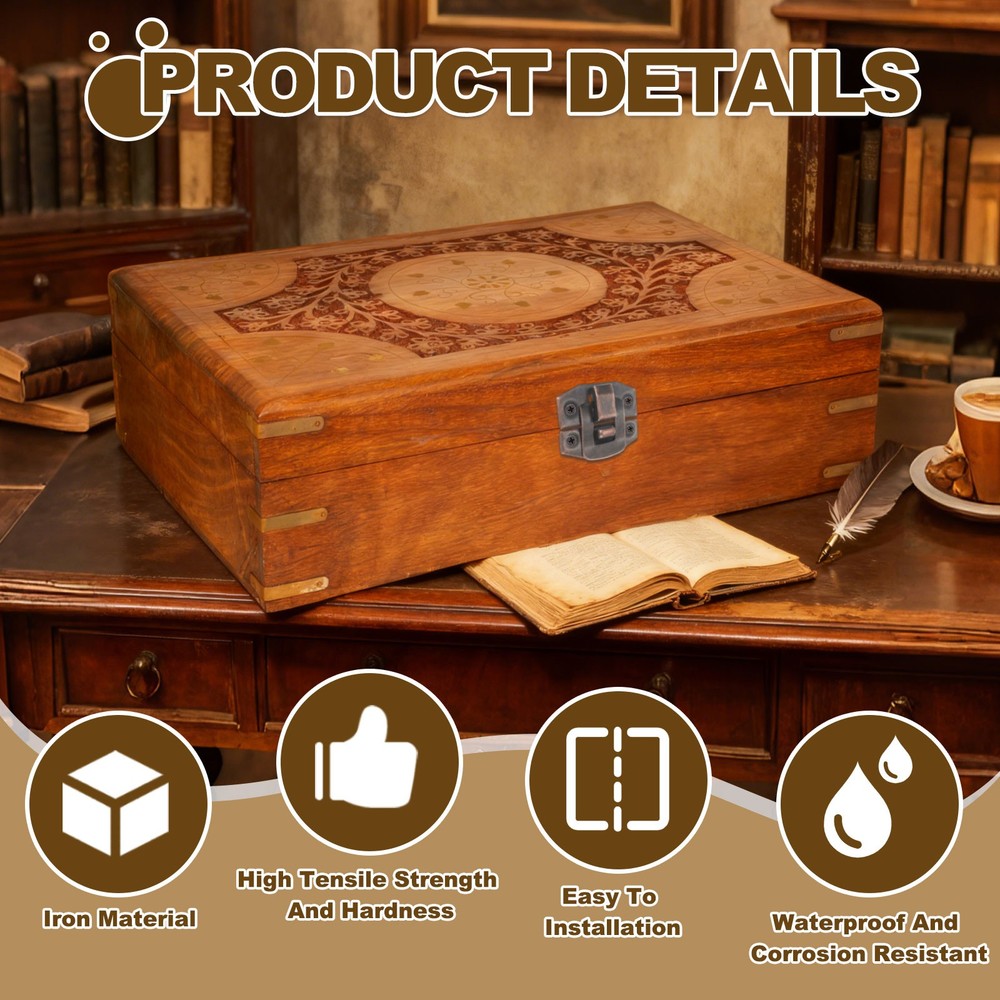 8Pcs 0.8" x 0.8" Retro Decorative Hasp Kit with Screws, Silver