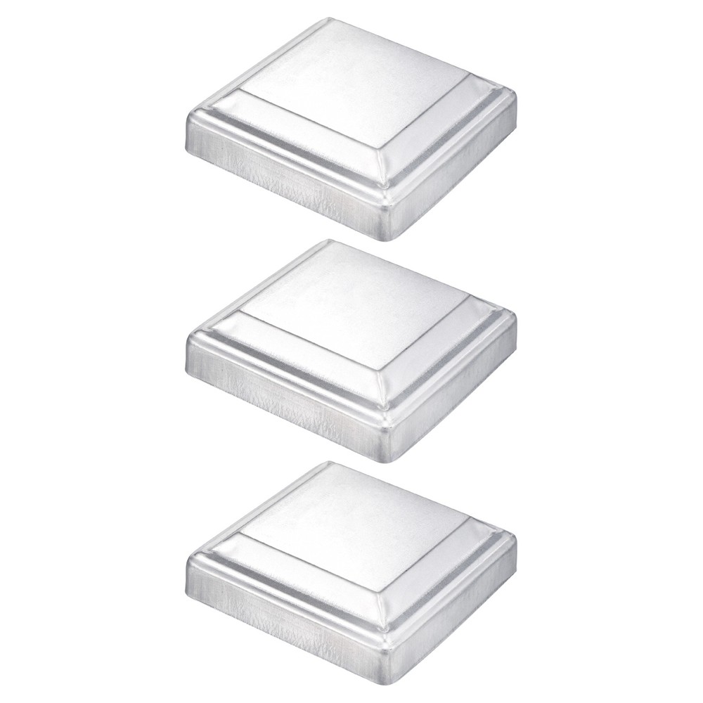 3Pcs Fence Post Cap, Galvanized Deck Post Caps Fit 4" x 4" Pipe, Silver