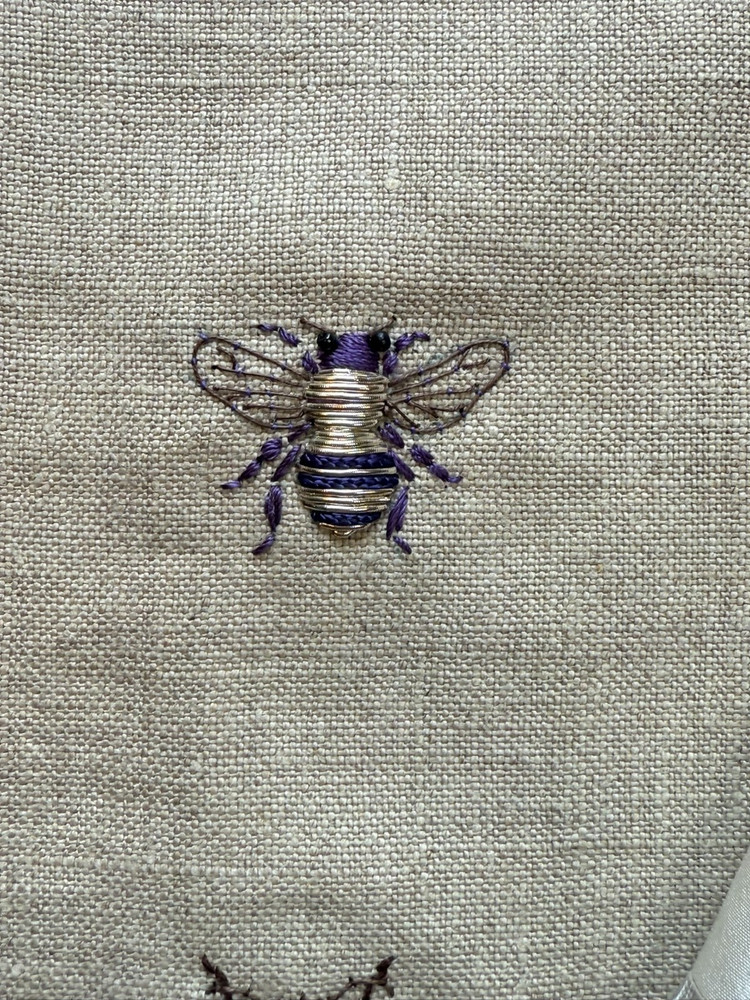 TEXTILE - EMBROIDERY - 3 BUMBLEBEE PATTERNS - CATERPILLAR THREAD, METAL THREAD
