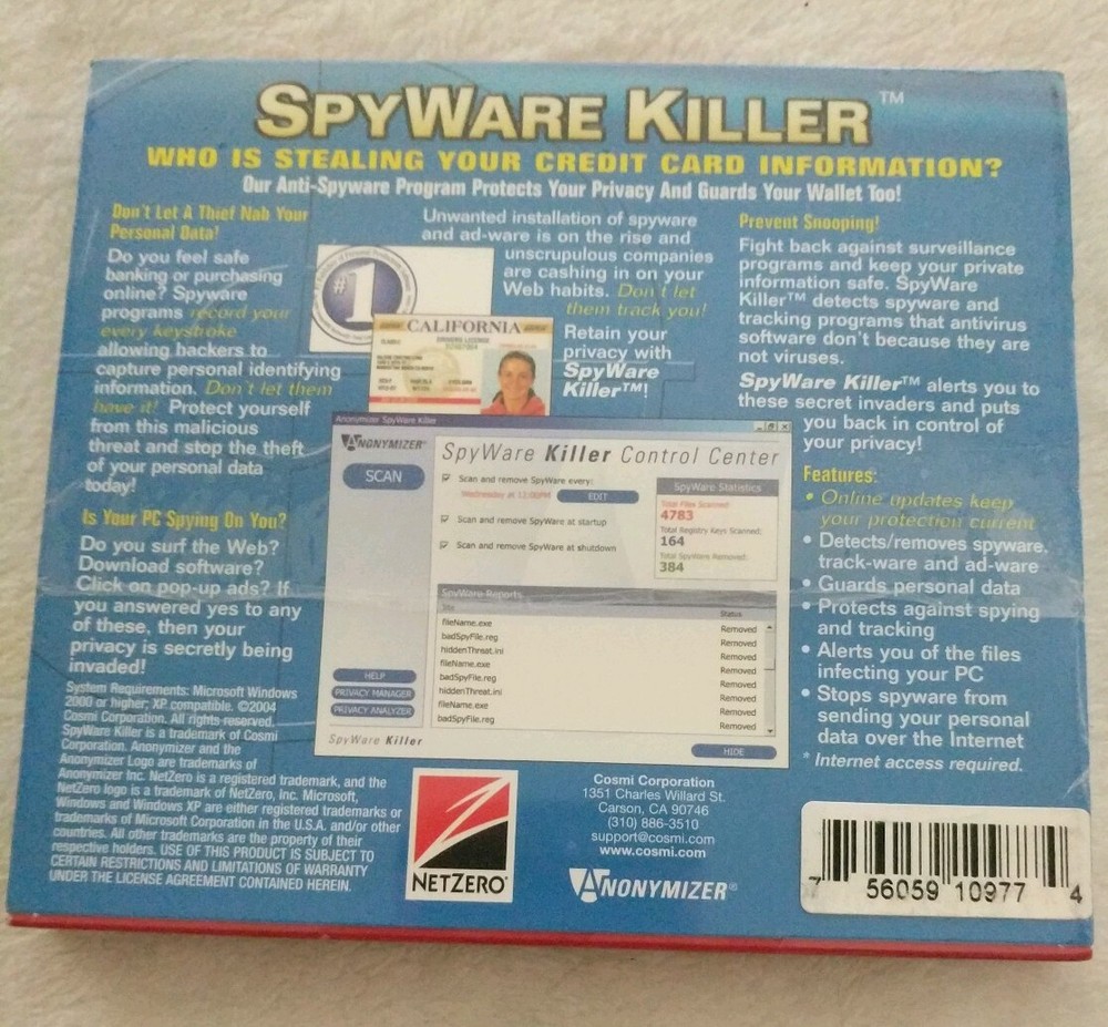 SpyWare Killer. Deluxe. Stops Hackers from Stealing your Personal Data!