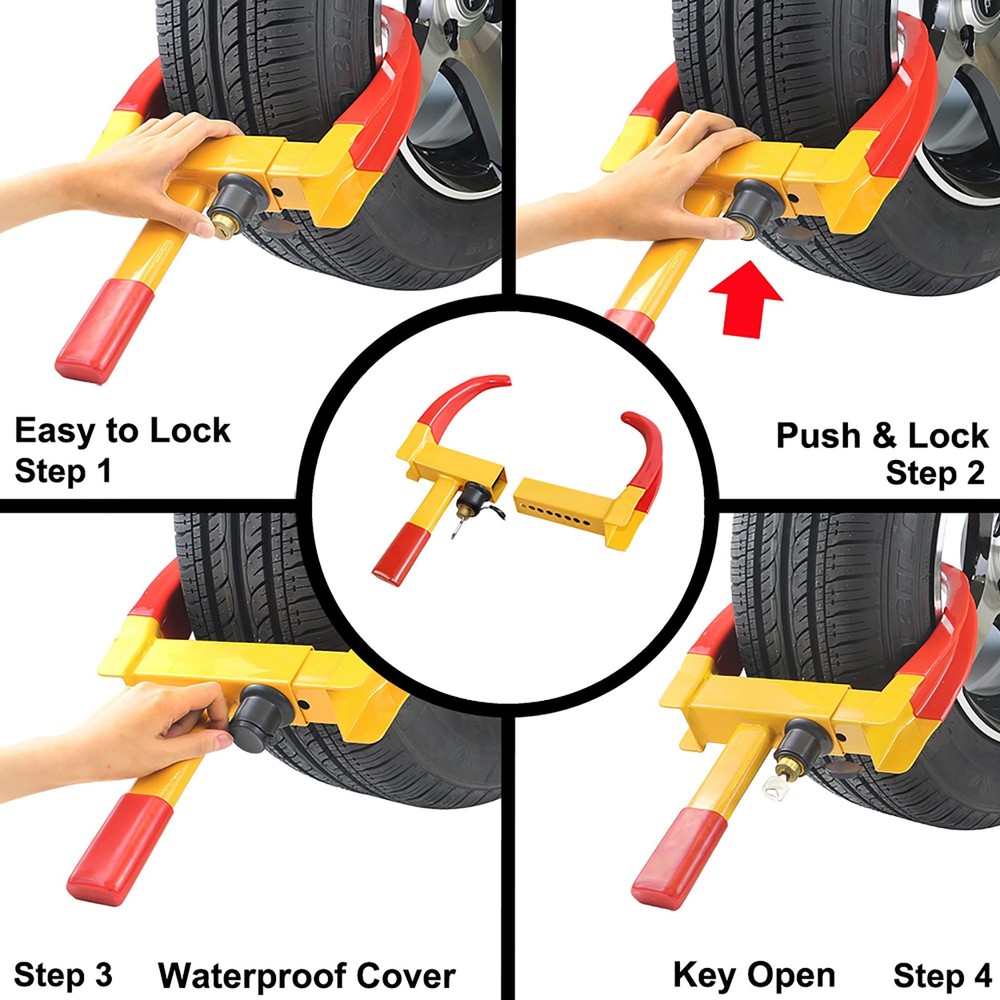 KAYCENTOP Universal Wheel Lock, Security Trailer Medium, 1pcs Red/yellow