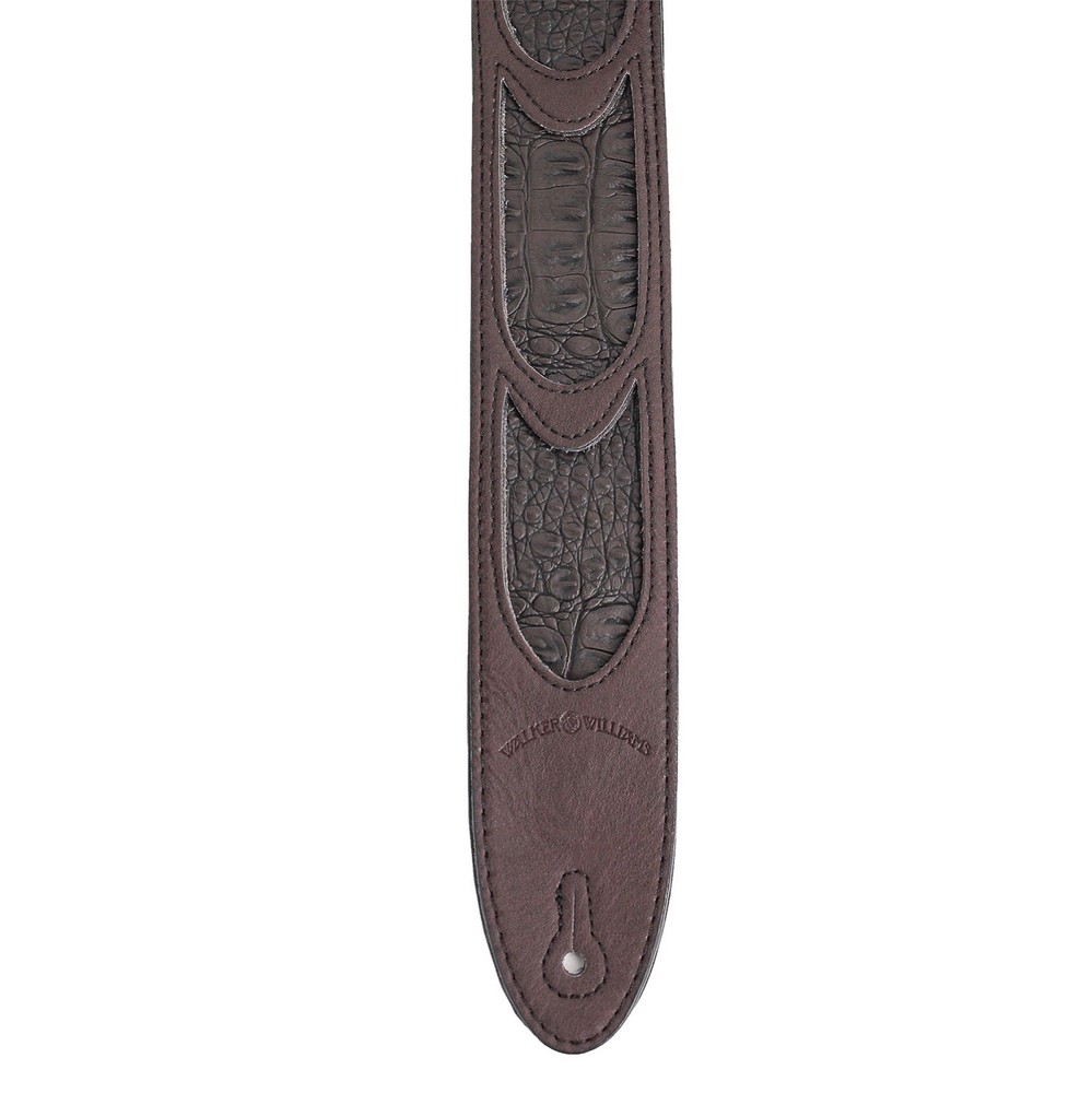 Walker & Williams G-802 Cognac Leather Strap with Dark Gator Inserts Padded Back