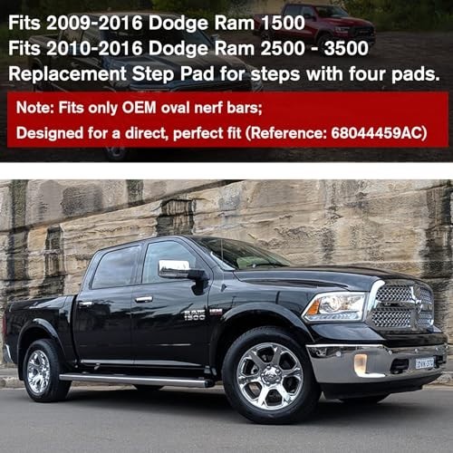 Running Boards Step Pad Replacement for 2009-2018 Dodge Ram 1500, Side Step Nerf
