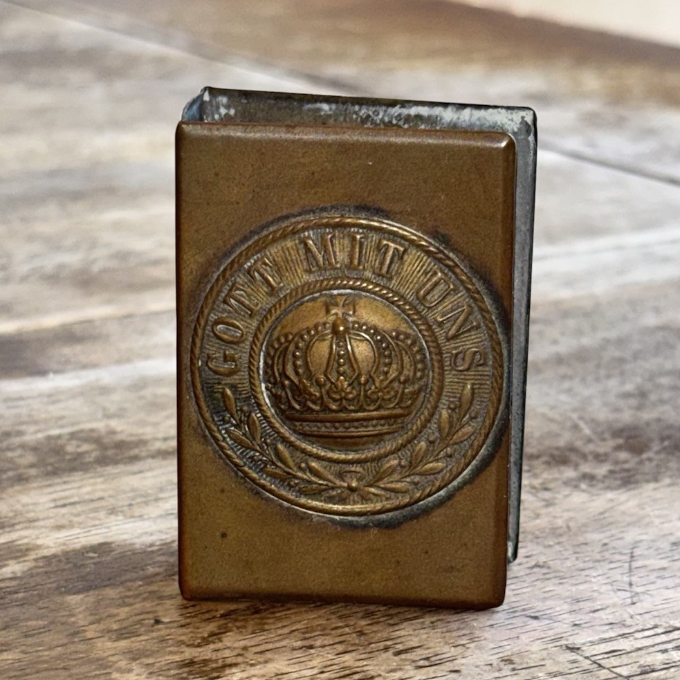 WW1 GERMAN GOTT MIT UNS Brass Match Box Holder