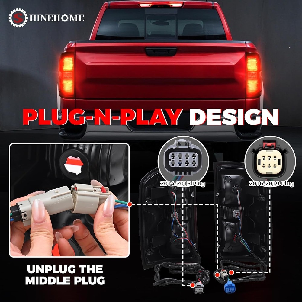 Tail Light Assembly Compatible with 2014 2015 2016-2019 Chevy Silverado 1500 250