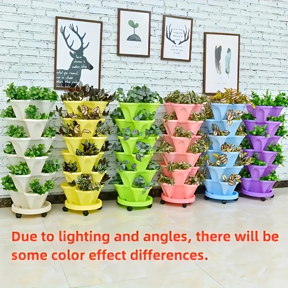 5 Tier Vertical Strawberry Planter Stackable Tower Herb Planters Stacking Garden