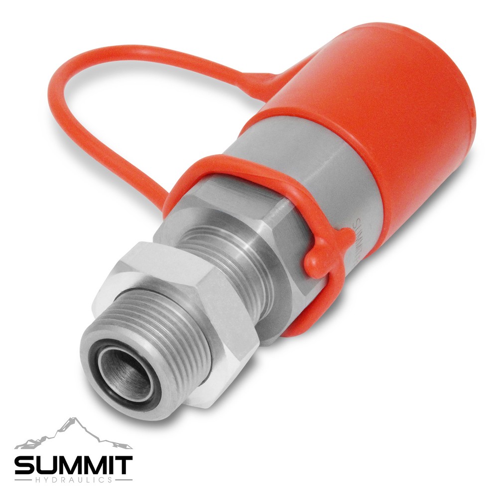 5/8 ORFS Flat Face Hydraulic Quick Connect Coupler, Bulkhead Skid Steer Mount