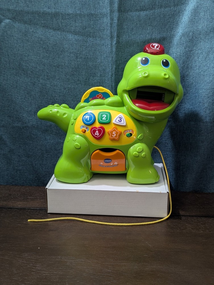 VTech Chomp & Count Dino | Electronic Learning Pull Toy | Tested & Works!