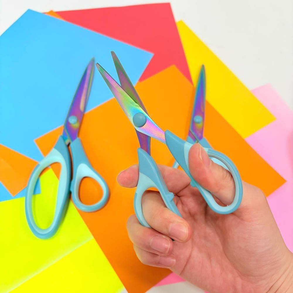 Craft Scissors 3 Pack All Purpose Sharp Titanium Blades Shears Blue Handle