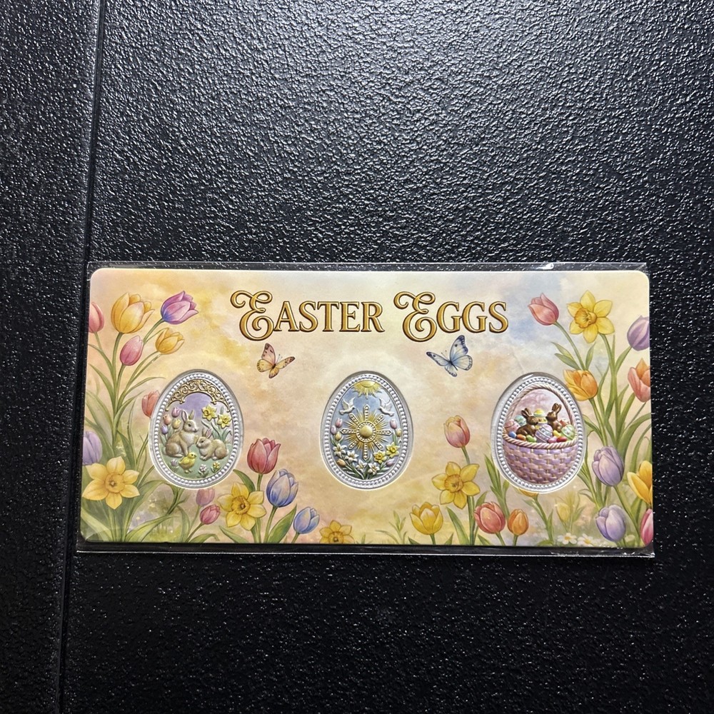 Silver Easter Egg Set 6 Total Grams Silver.