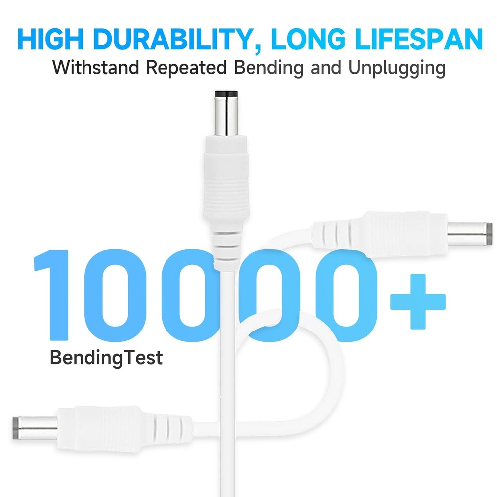 2 Pack 20ft 6M DC Power Extension Cable, 2PCS DC 12V Power Adapter Extension ...