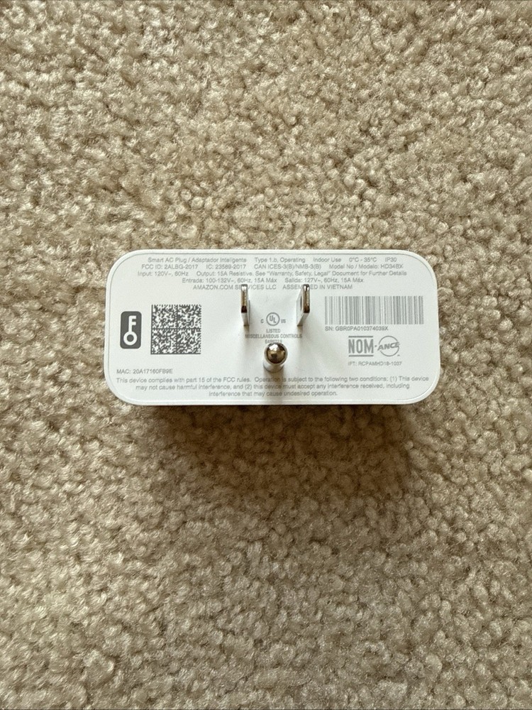 Amazon Smart Plug - White Model HB34BX