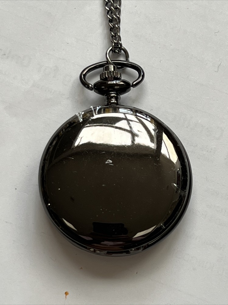 Black pocket watch necklace