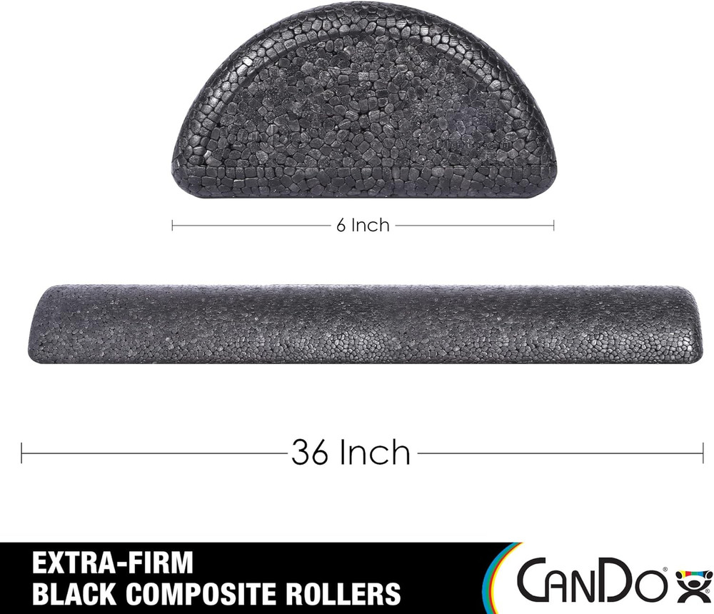 Cando Black Composite High-Density Roller, Half-Round, 6"" X 36