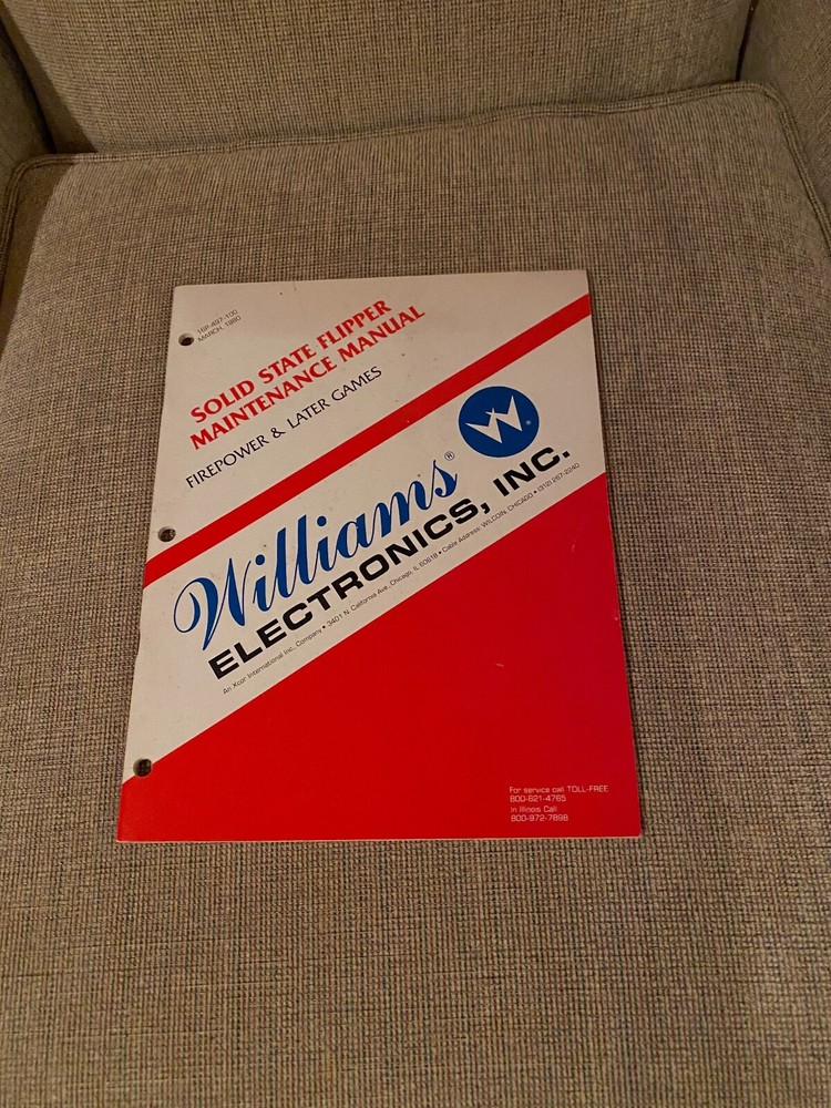 Williams Pinball Solid State Flipper Pinball Games Maintenance Manual