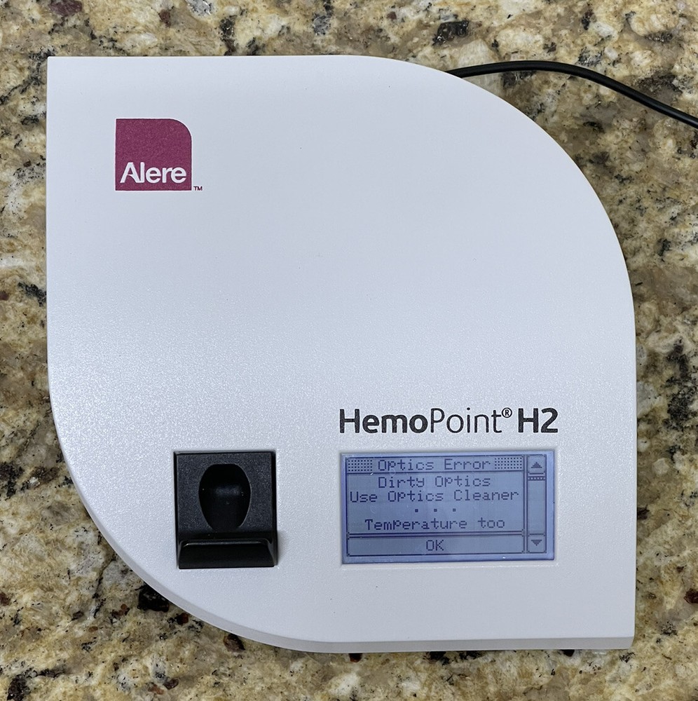 Alere HemoPoint H2 Hemoglobin Test Meter & Power Adapter - OPTICAL / TEMP ERRORS