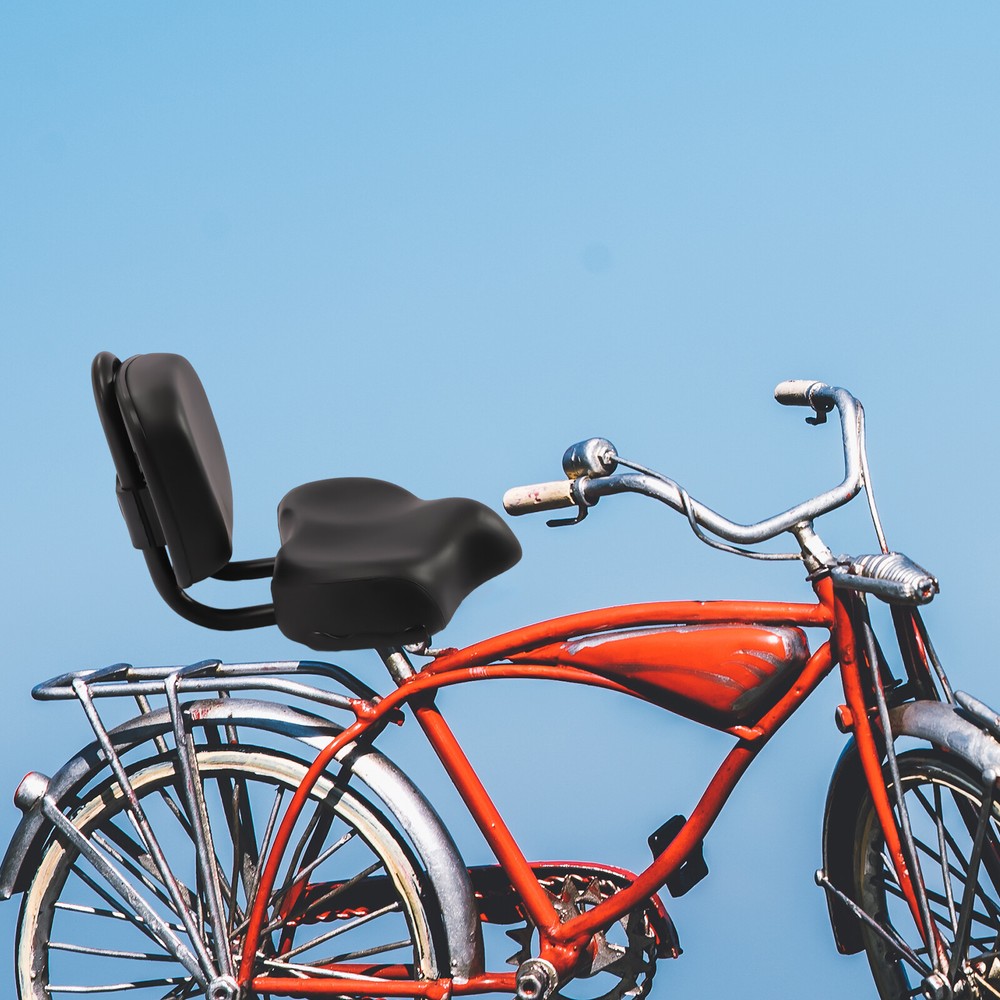 Universal Wide Bicycle Seat with Adjustable Back Rest for Cruiser Tricycle Elect