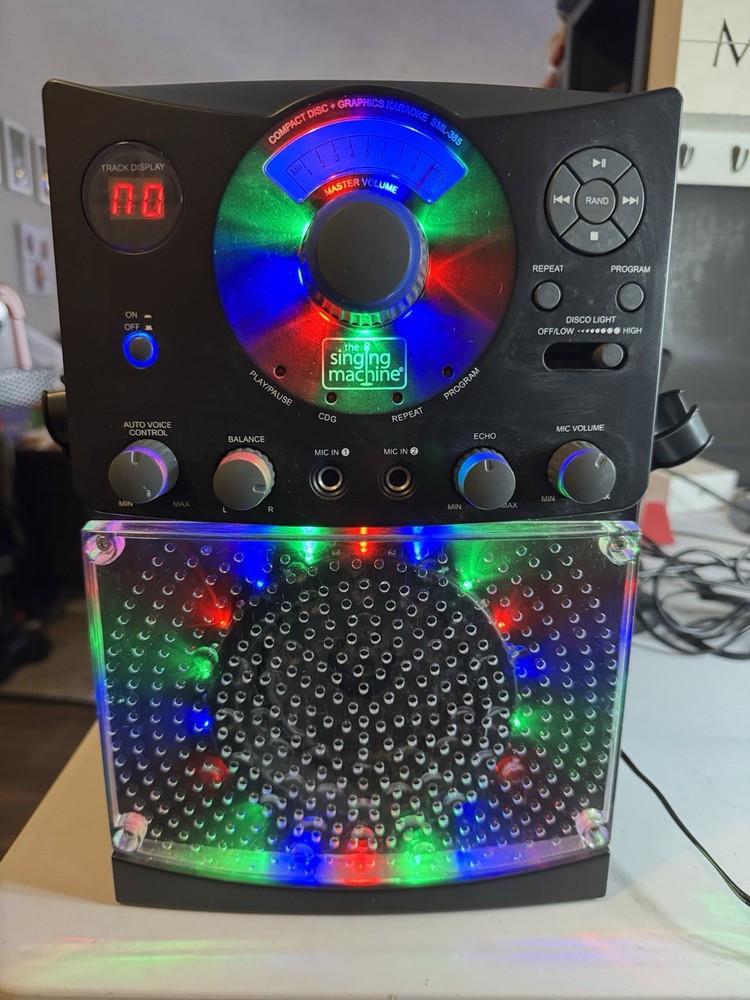 The Singing Machine SML385 Karaoke System Cd Player Speaker Microphone Holders