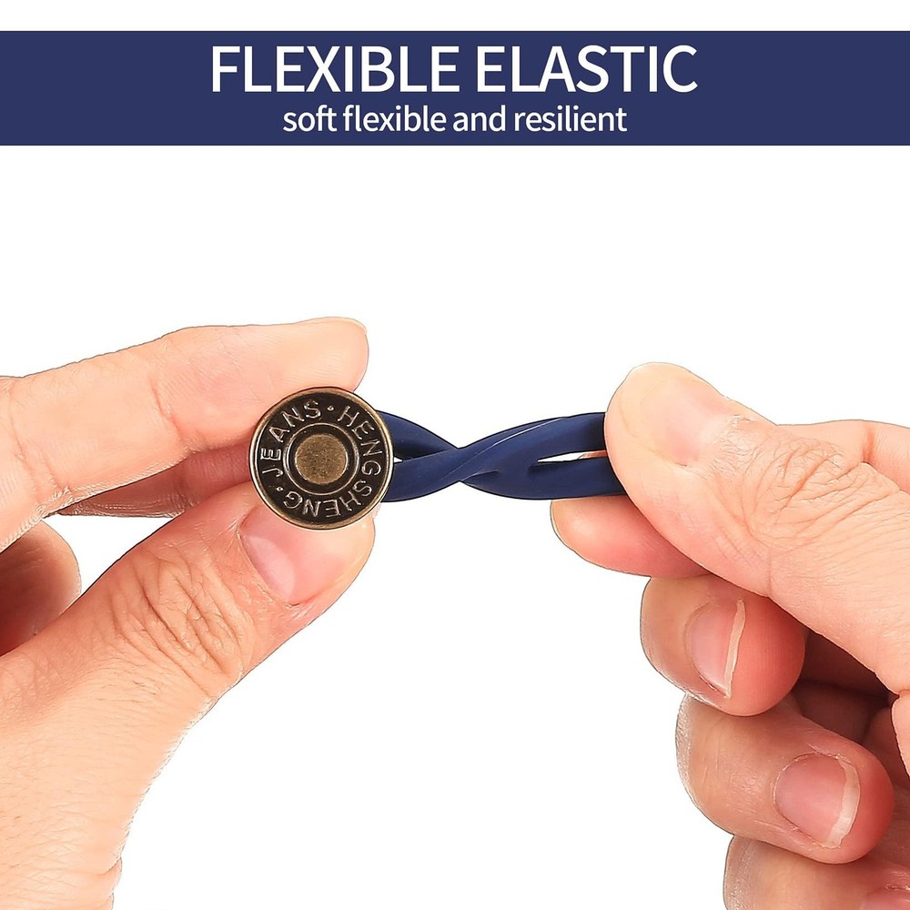 6 Pcs Jean Button Extender, Pants Extender for Moderate, dark blue