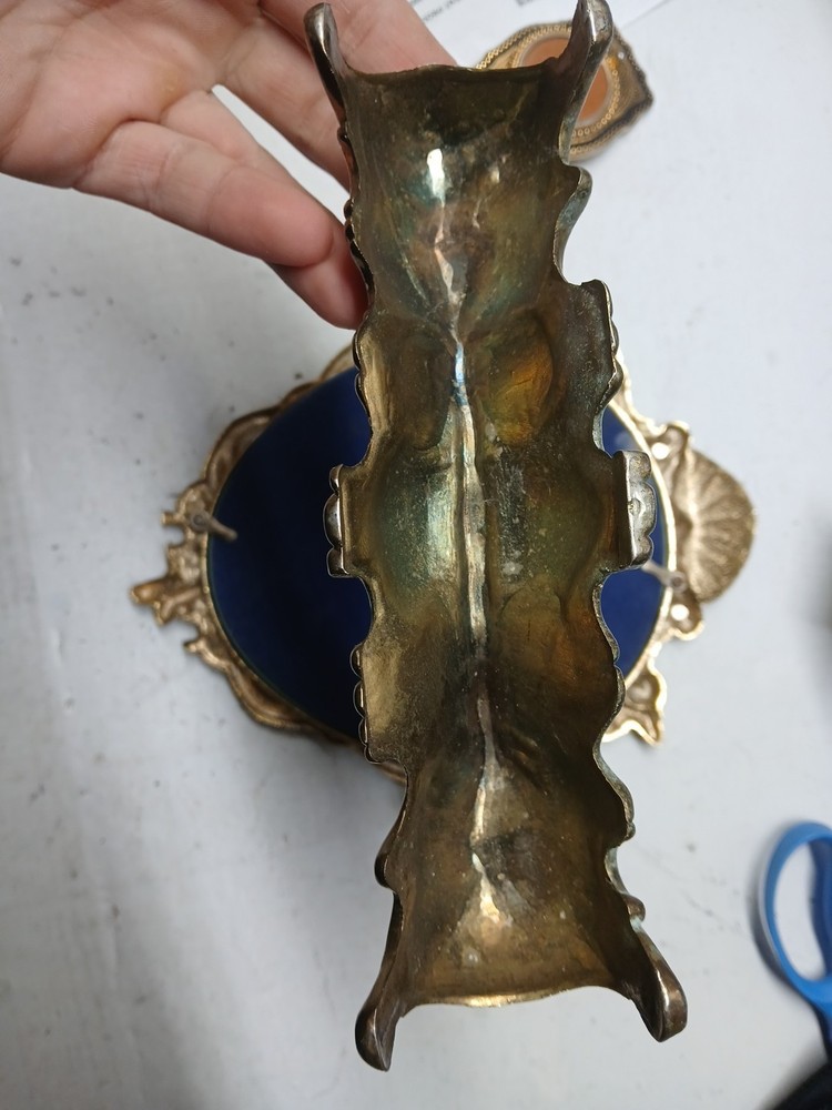 Tabletop brass mirror adjustable decorative looking glass cherub deco rococo sty