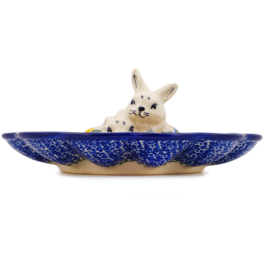 Polish Pottery Egg Plate 8" Hibiscus Haven